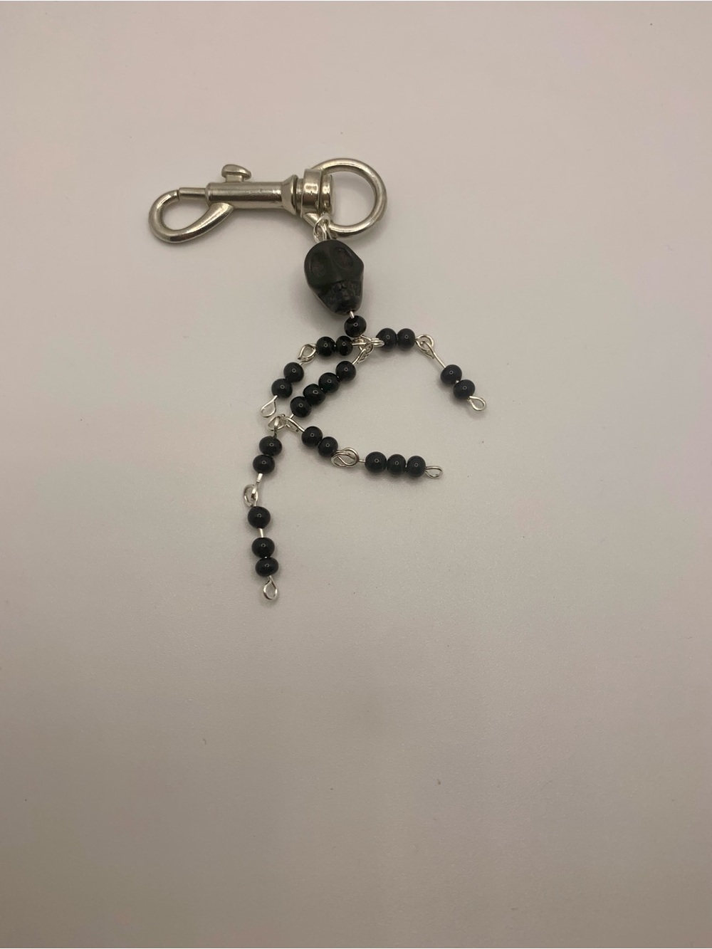 Handmade Black Bead Skeleton Dangle Purse Charm- Women Jewelry